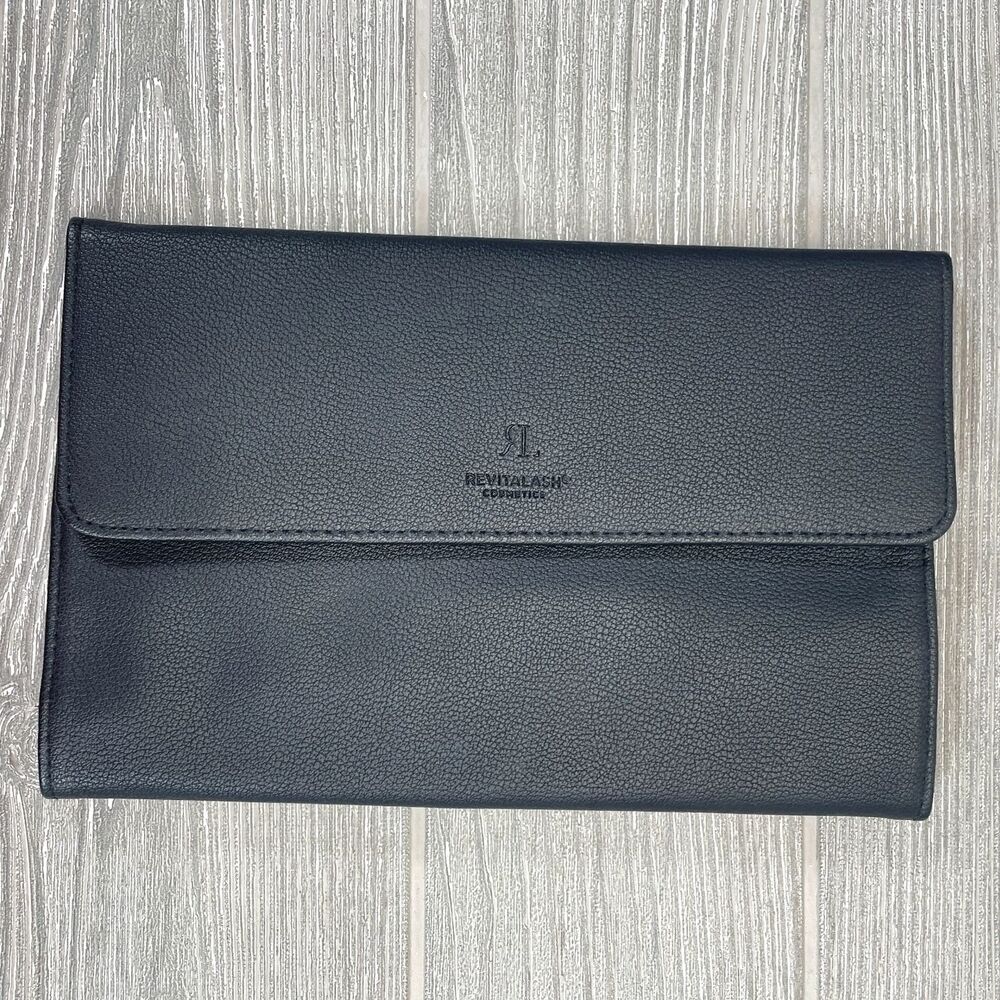 RevitaLash Faux Leather Pouch Magnetic Trifold Black Cosmetic Makeup Bag